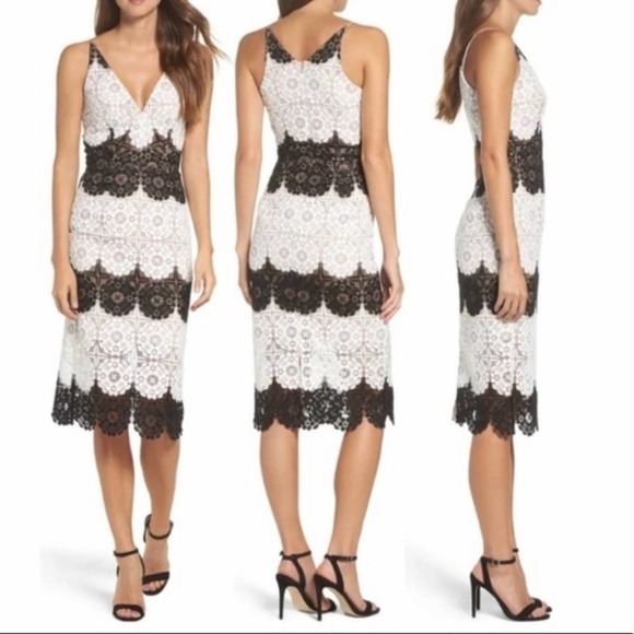 NWT: Dress the Population White and Black Lace Dress - Picture 5 of 12